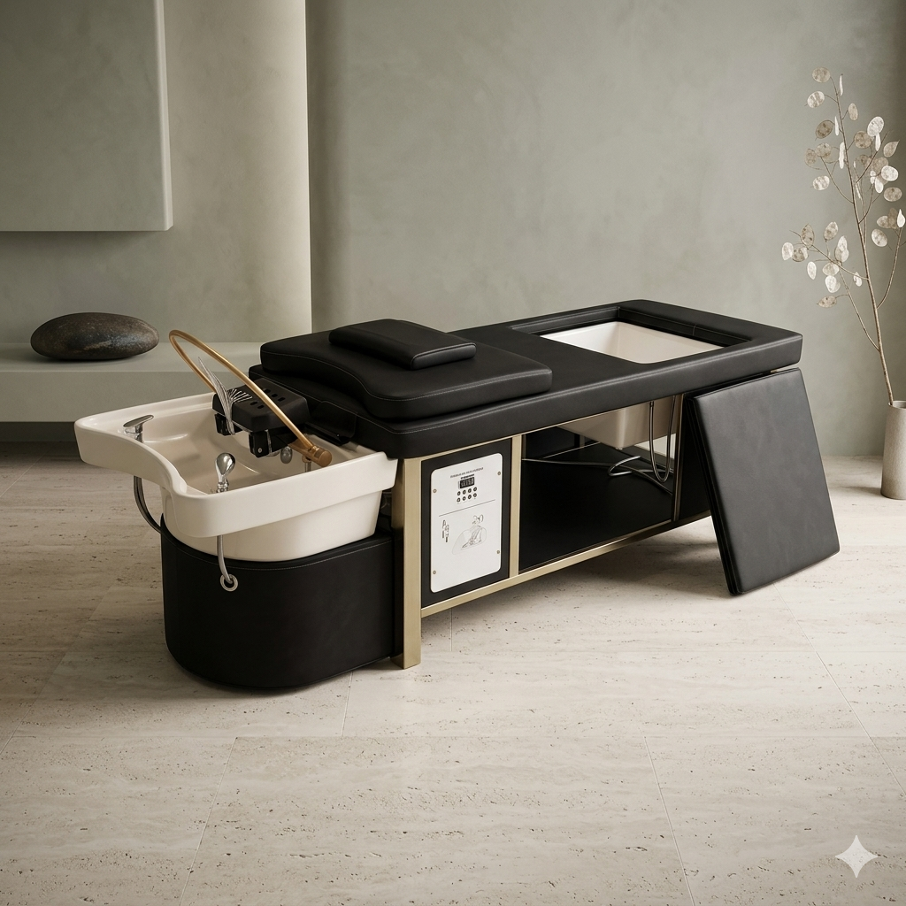 Gemini_Generated_Image_9abrh19abrh19abr Black - Japanese Head Spa Full Bed with Foot Spa - Plumbed (inc. Steamer and Steamer Hood)