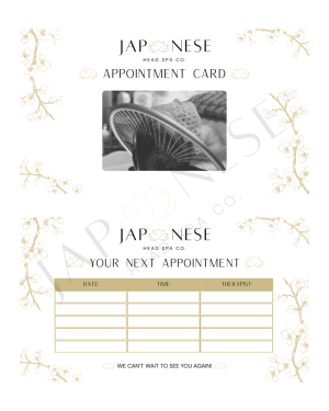 japanese head spa Appointment Card Japanese Head Spa Appointment Cards - 25 PK
