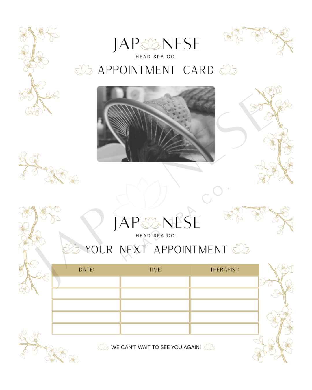 Japanese Head Spa Appointment Cards - 25 PK
