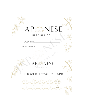 japanese head spa Customer Loyalty Card Japanese Head Spa Customer Loyalty Cards - 25 PK