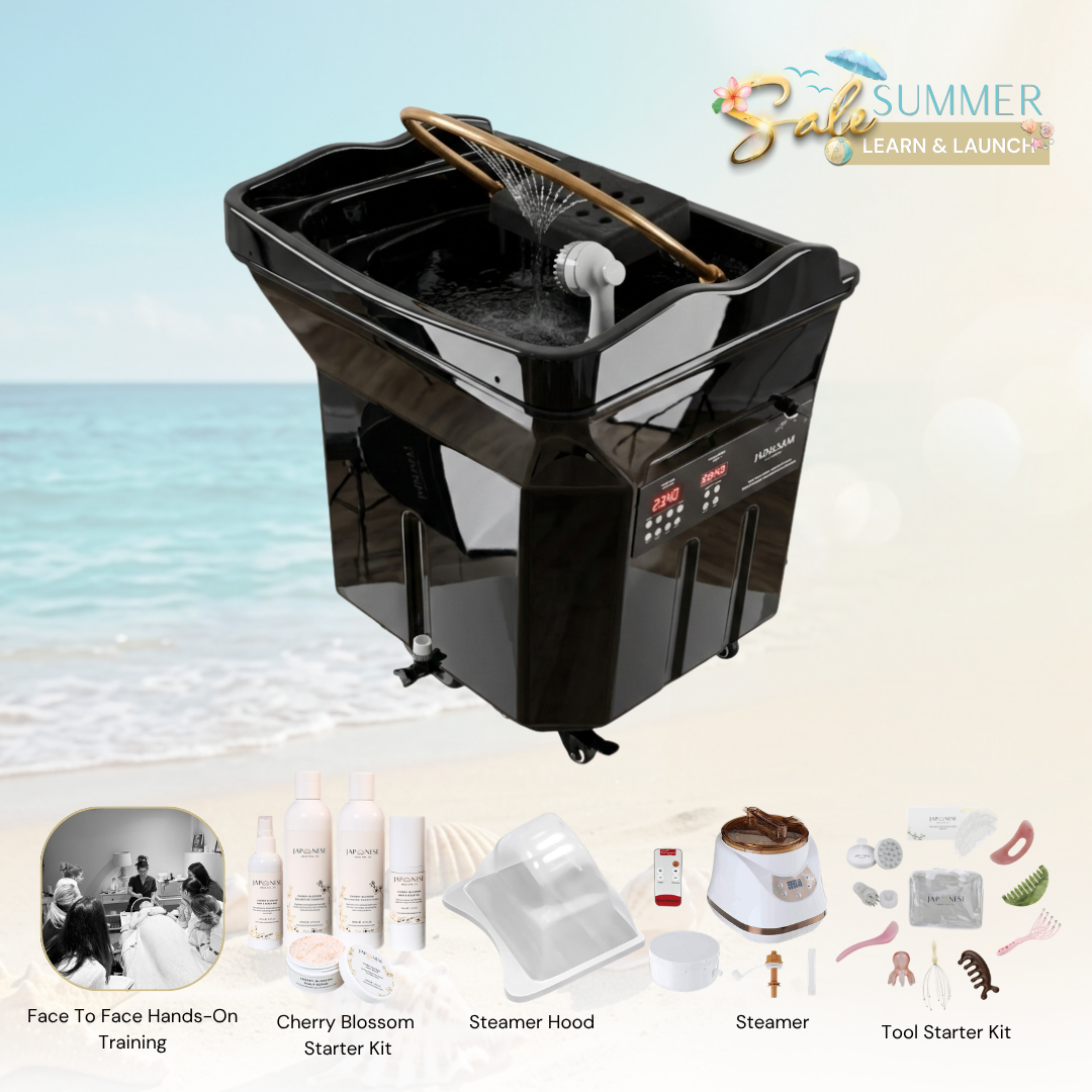 SUMMER SALE: Japanese Head Spa Black Non-Plumbed Head Spa Unit Package with Face-To-Face Training