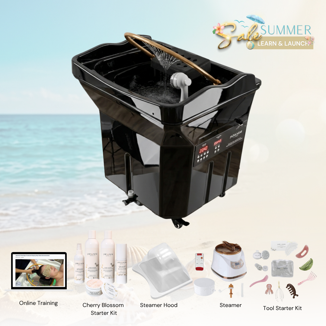 SUMMER SALE: Japanese Head Spa Black Non-Plumbed Head Spa Unit Package with Online Training
