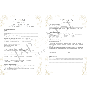 Korean Head Spa Client Consultation Form Korean Head Spa Client Consultation Form