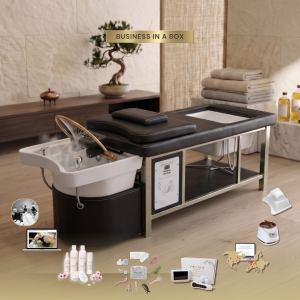 15 (2) BUSINESS IN A BOX: Black Plumbed Japanese Head Spa Full Bed Unit with Foot Spa Package