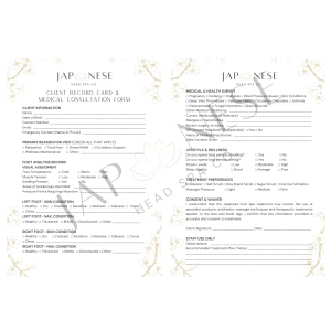 Japanese Foot Spa Client Consultation Form