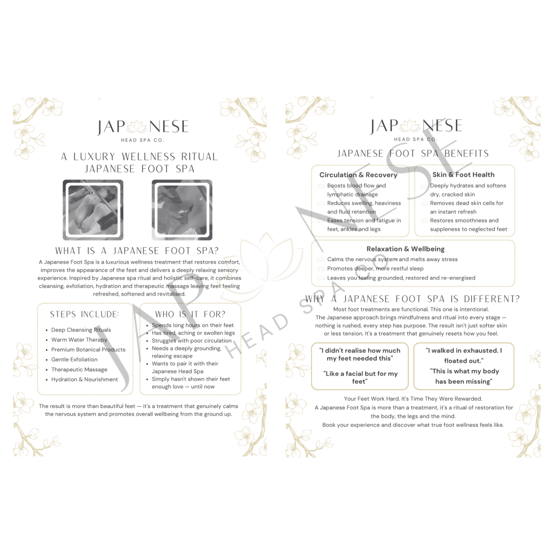 Japanese Foot Spa Information Leaflet