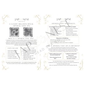 Japanese Foot Spa Information Leaflet