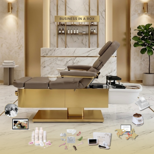 BUSINESS IN A BOX: Japanese Head Spa Fawn Full Bed with integrated Foot Spa  **HEIGHT ADJUSTABLE** with Electric Back Rest – PLUMBED