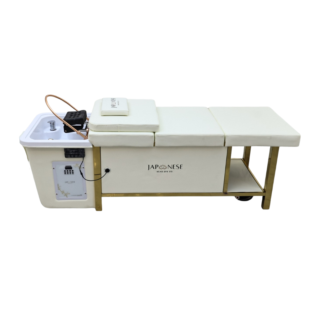376.png Japanese Head Spa Cream Full Bed Unit with Gold Frame- Non-Plumbed