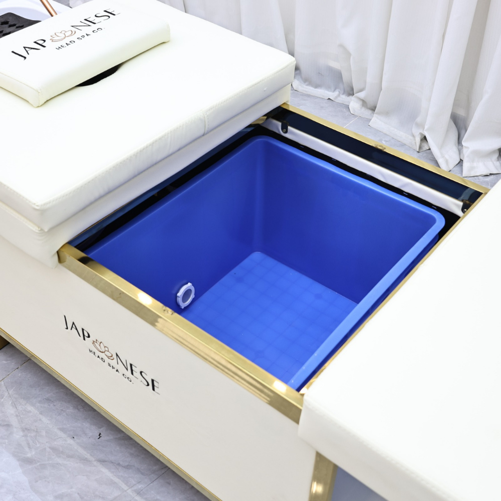 384.png Japanese Head Spa Cream Full Bed Unit with Gold Frame- Non-Plumbed