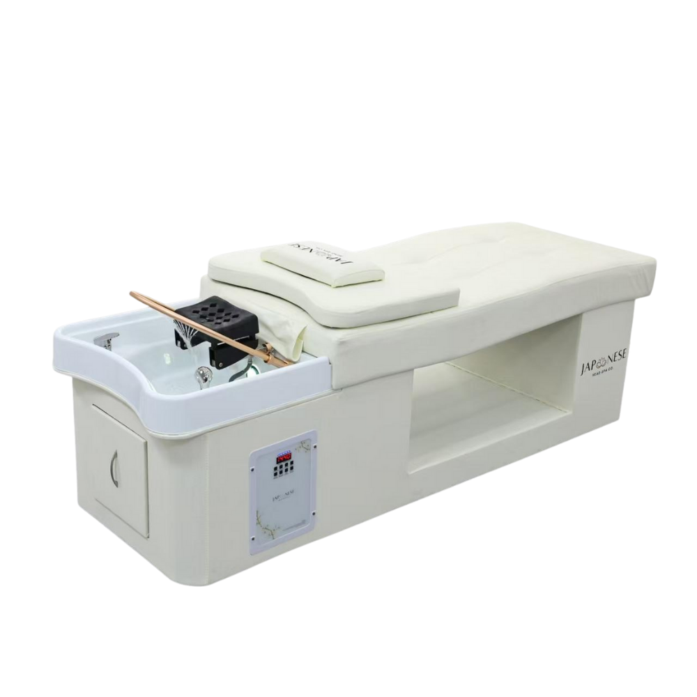 Cream-Full-Bed-Unit.png Japanese Head Spa Cream Full Bed Unit Plumbed (inc. Steamer, Steamer Hood & Water Heater)
