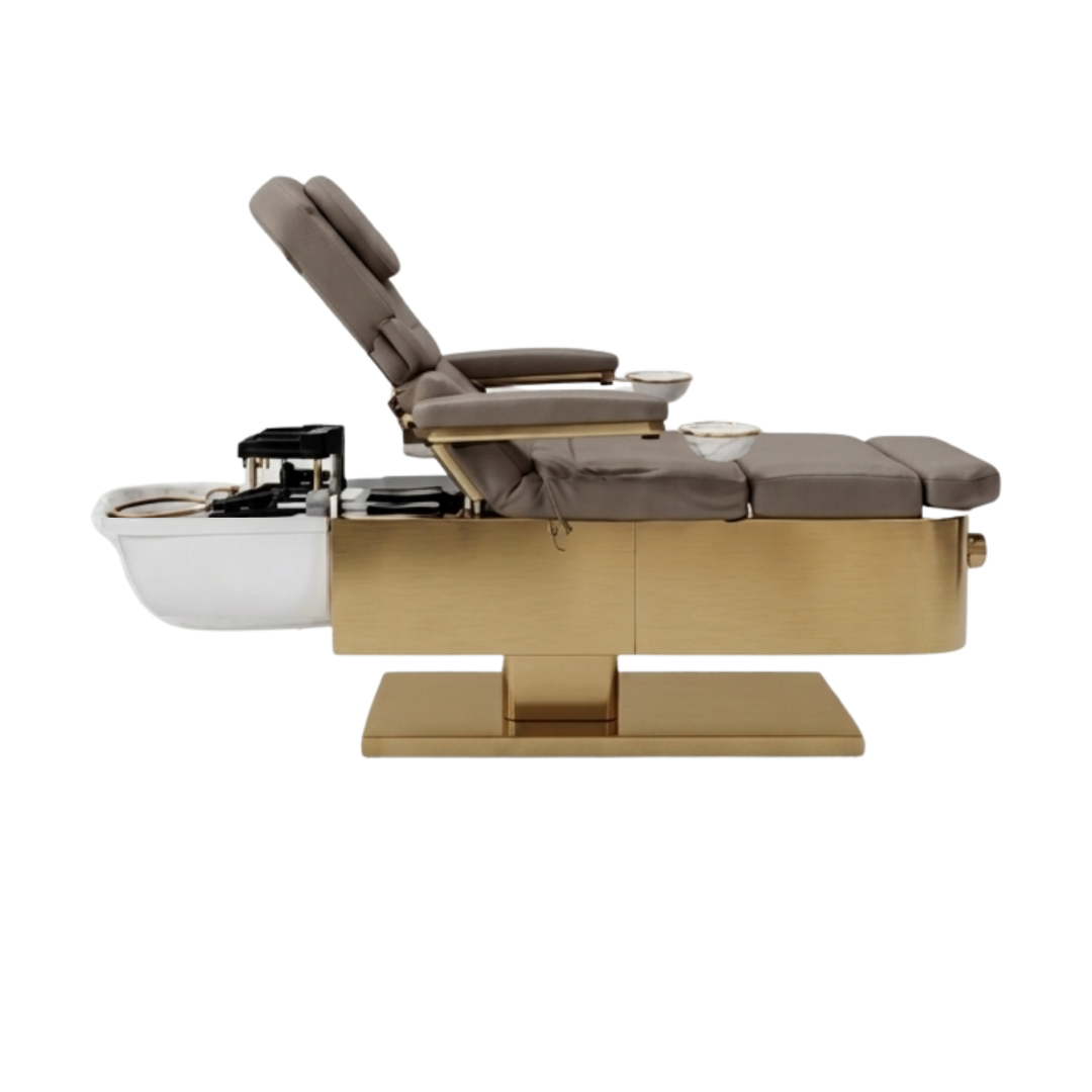 Img-2-1.png INTRODUCTORY OFFER - Japanese Head Spa Fawn Full Bed with Foot Spa - **HEIGHT ADJUSTABLE** with Electric Back & Foot Rest (Plumbed) (inc. Steamer, Steamer Hood & 2 x Water Heater)