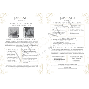 japanese facial spa information leaflet