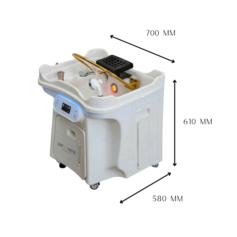 new-unit.png Japanese Head Spa Off White Portable Unit with Built in Mobile Waste Tank and Fresh Water Tank - Non-Plumbed